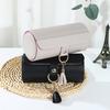 Tiered Travel Jewelry Case Faux Leather Jewelry Storage Roll Box with 3 Compartments Portable Jewelry Organizer for Necklaces Rings Earrings Bracelets