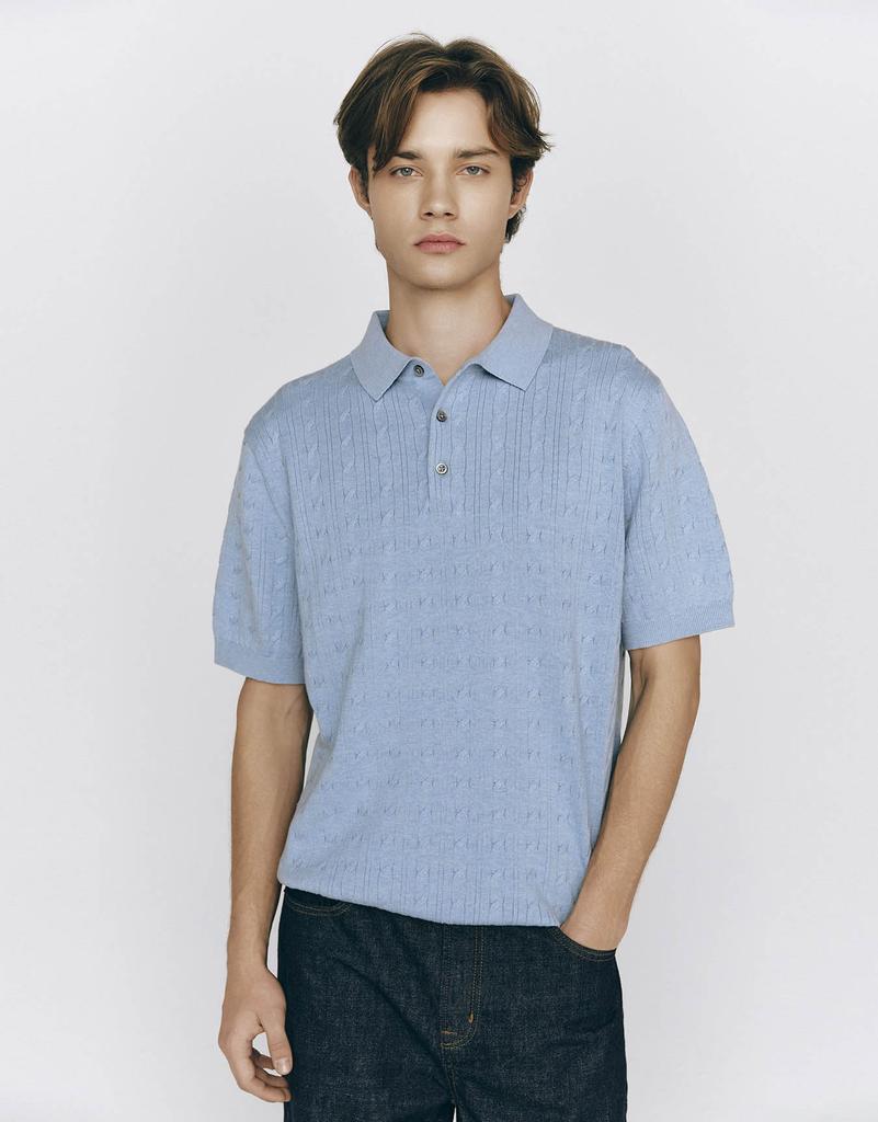 GIORDANO Cable Short Sleeve Knit (12Gg) 055522 [8Color]
