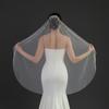 Pearls Crystal Decors Bridal Veils with Hair Comb Seethrough Sheer Single Layer Head Veils for Wedding Event Photography