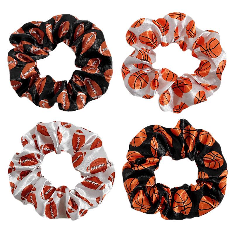 European Cross-Color Satin Sports Print Hair Tie