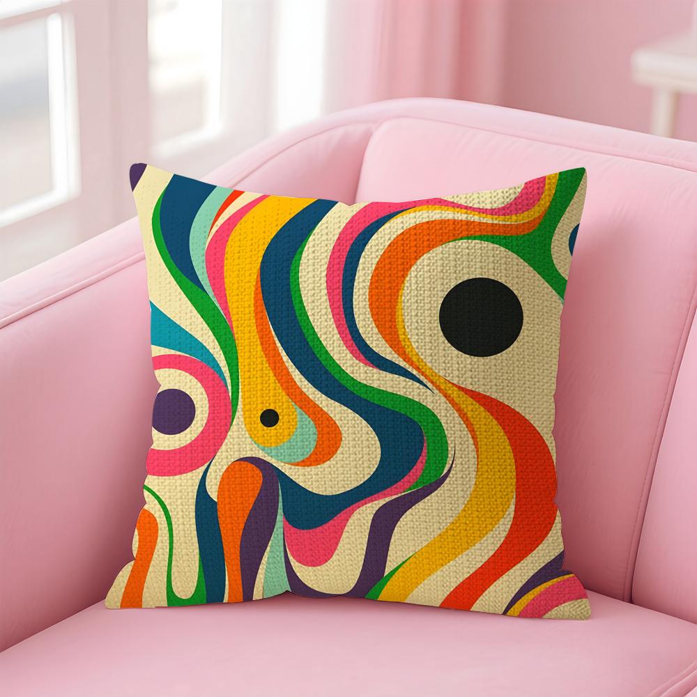 Abstract Geometric Cushion Cover Natural Linen Pillow Case Double-Sided Print Decorative Sofa Pillowcase Home Decor Gift