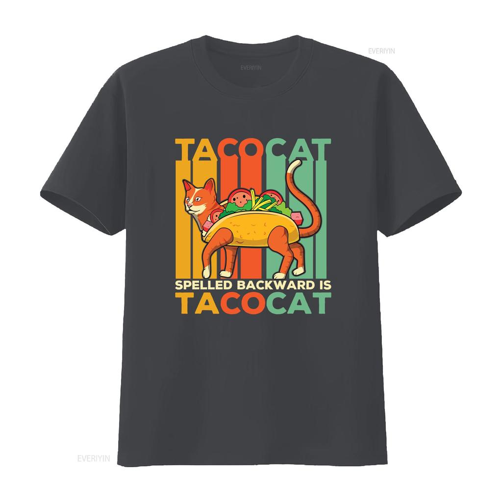 Retro Vintage Lustige Taco Katze Cartoon Druck Lässiges T-Shirt Vintage Bequem Herren Weiches Oberteil Für Den Alltag