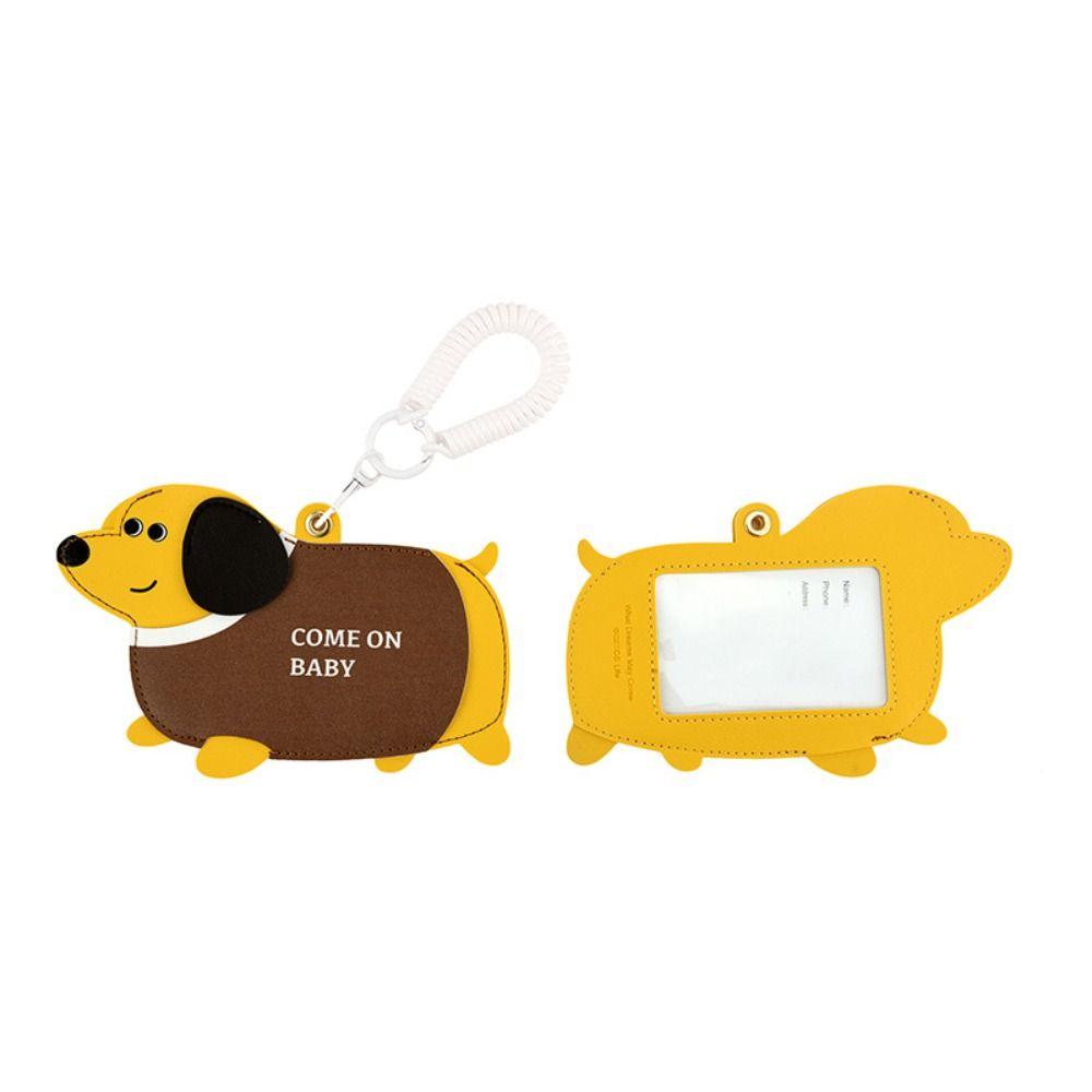 PU Leather Leather Dog Pendant Multifunction Cartoon Keychain Fashion Card Case  Male/Famale