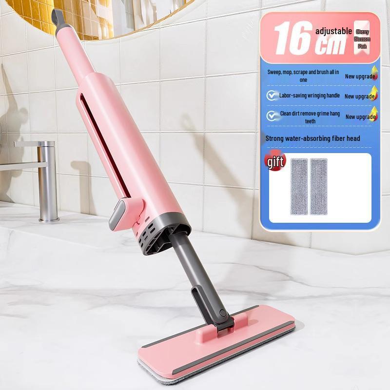 Compact Hands-Free Flat Mop - Lightweight, Absorbent for Kitchen, Bathroom, and Countertops