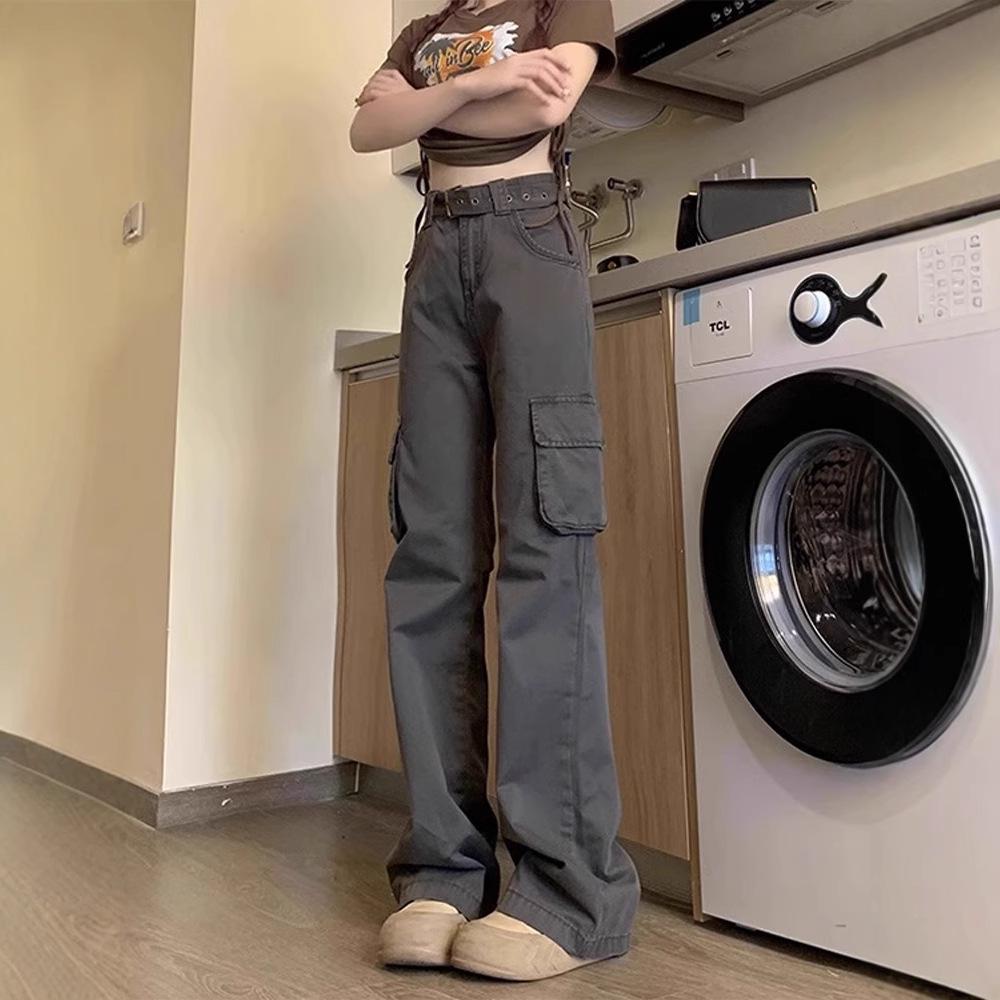 

Women s High-Waisted Gray Flared Cargo Pants - Spring 2025 Collection Extra Large