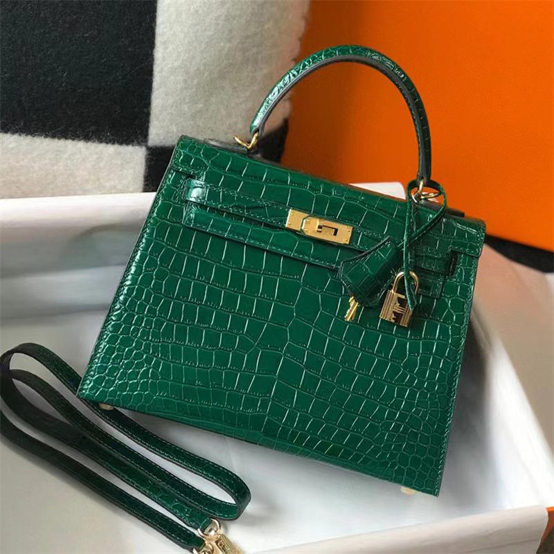 Haute Couture  Classic 25 Crocodile Pattern Head Layer Leather Shoulder Cross Carrying Bag Fashion Texture Women's Bag
