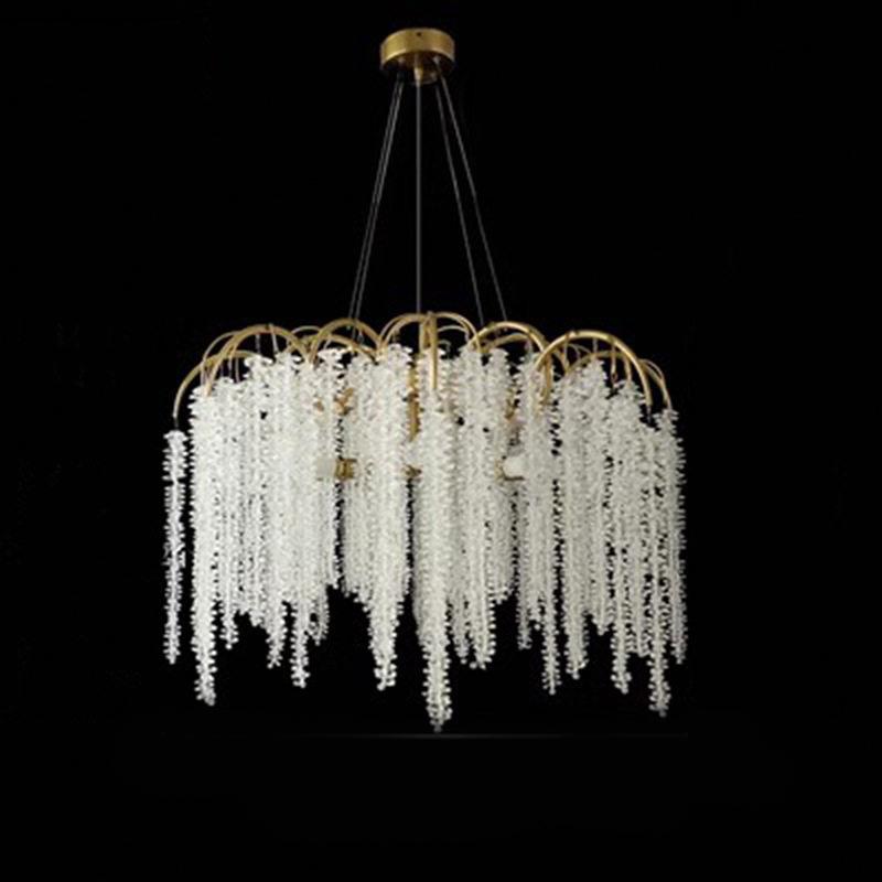 LED Crystal Tassel Chandelier: French-American Style for Living Room, Bedroom, or Restaurant