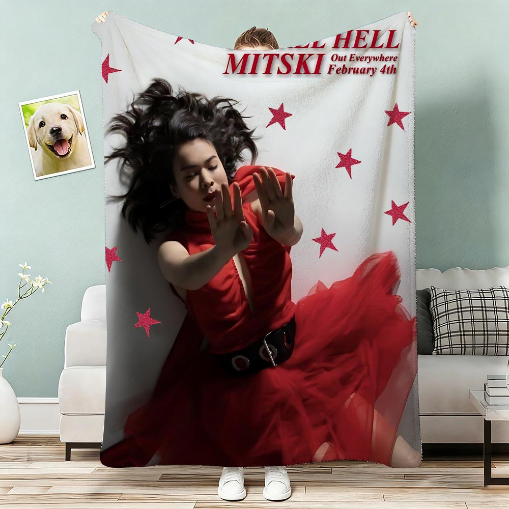 Singer Mitski Vintage Throw Lightweight 240g Flannel Blanket Soft Skin-friendly for Summer Cooling 75x90cm