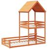 Bunk Bed with Roof Wax Brown 90 X 190 Cm Solid Pine Wood