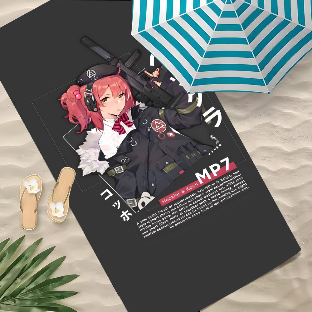 Game Girls' Frontline Towel Polyester Beach Towel Quick Dry Sand Free Bath Towel for Summer Pool Travel Vacation