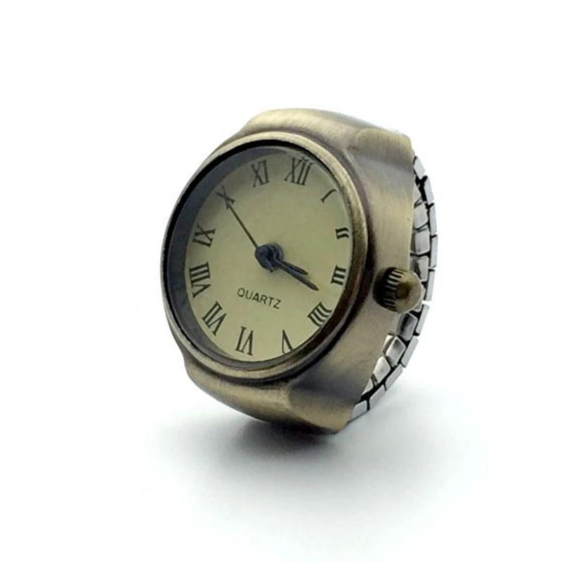 Vintage punkové prstové hodinky Mini s pružným řemínkem Hodinky ze slitiny Pár prstenů Šperky Hodiny Retro římské křemenné hodinkové prsteny Ženy Muži