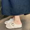 Inner height increase hollow woven bag head half slippers women's summer outer wear 2025 new one-pedal lazy Muller cool slippers