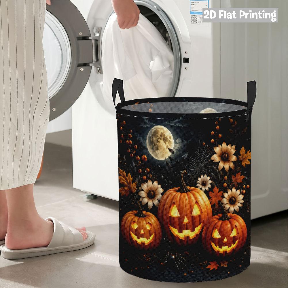 Collapsible Laundry Basket Large Round Waterproof Fabric Hamper Dirty Clothes Storage Bin Toy Organizer with Handles