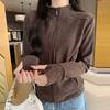 1776 Womens Slim Fit Stand Collar Zip Up Short Coat Casual Versatile Sweatshirt Top