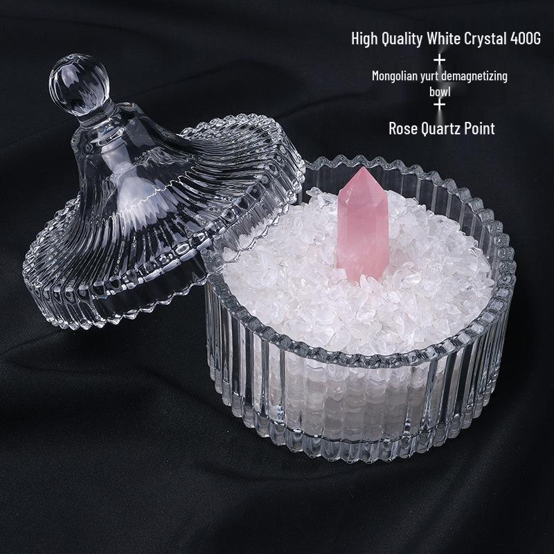 Natural White Crystal Stone Purification Bowl for Jewelry Storage