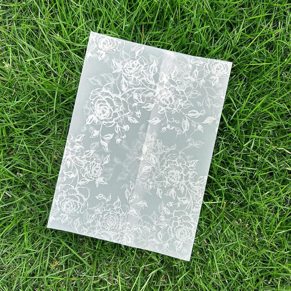 Vellum Jackets for 5x7 Envelopes For Invitations Wedding Invitation Envelopes Vellum Paper Kit Sleeves Pre-Folded Floral Wraps Jacket Wildflower for