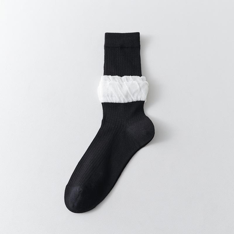 Spring And Summer Thin Socks Women'S Lace Bubble Mouth Sweet Medium Tube Stacking Socks Girl Socks