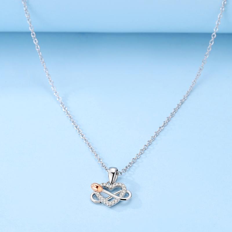 Original Copper Necklace Sparkling Heart Pearl Sun Moon Necklace For Woman Men Wedding Engagement Party Fine Jewely