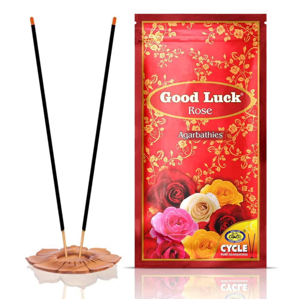 Cycle Pure Agarbatti GoodLuck Rose Incense Sticks Pack of 3 (250 gm per Pouch) Floral Meditation Yoga Fragrance
