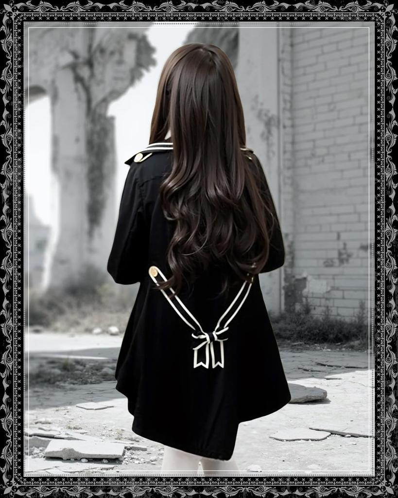 JIURUN Lolita Gothic Lolita Military Halloween Anime Mori Girl Trench Gothic Cute Costume, Uniform, Cosplay, Cosplay, Lolita, Coat, Shorts, Blouse,