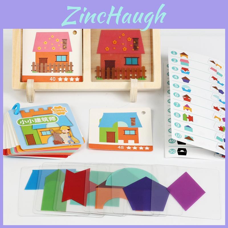 Wooden Geometric House Puzzle For Kids With Spatial Thinking Logic And Imagination