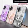 Blooming Blue Flowers For iPhone 17 16 15 14 13 Plus 12 Mini 11 Pro Max XR Xs Max X 7 8 6S 22 20 Elliptical Glass Phone Case
