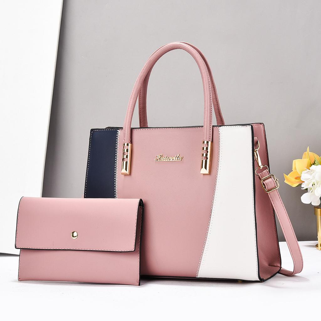 New Model Mother Bag Splicing Color Contrast Large Capacity Handbag Fashion Simple Single Shoulder Crossbody Temperament Mother Bag