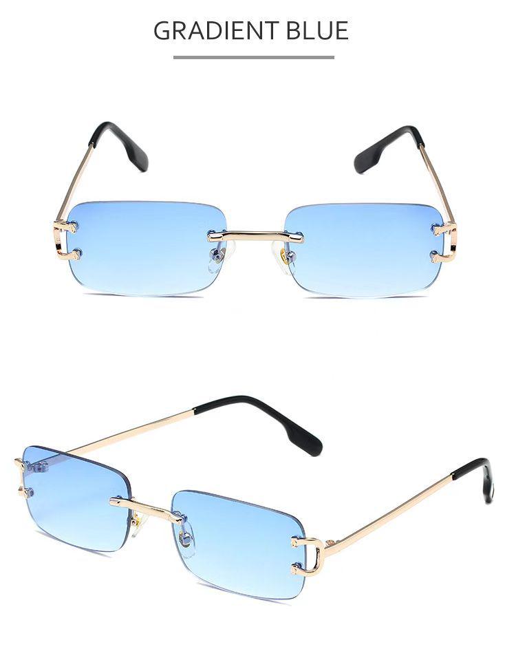 Europäisch-amerikanische randlose quadratische Sonnenbrille: Trendiger INS-Stil, Street Fashion, Kleine Persönlichkeitsbrillen für Frauen.