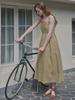 AVANT-G Floral Pattern Sleeveless Dress - Mustard