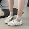 Faux leather mesh little white shoes women's 2025 spring new round head breathable board shoes platform casual sports moral training shoes