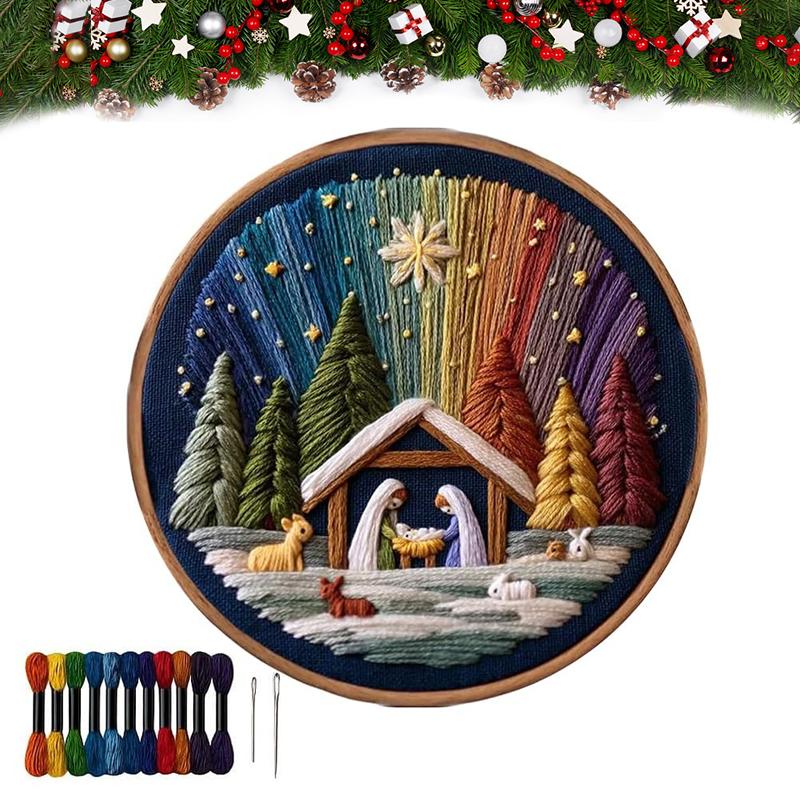 DIY Julkrubba Broderisats – Brodera Den Heliga Berättelsen, Jul DIY Broderidockset, Komplett Julkrubba Kit