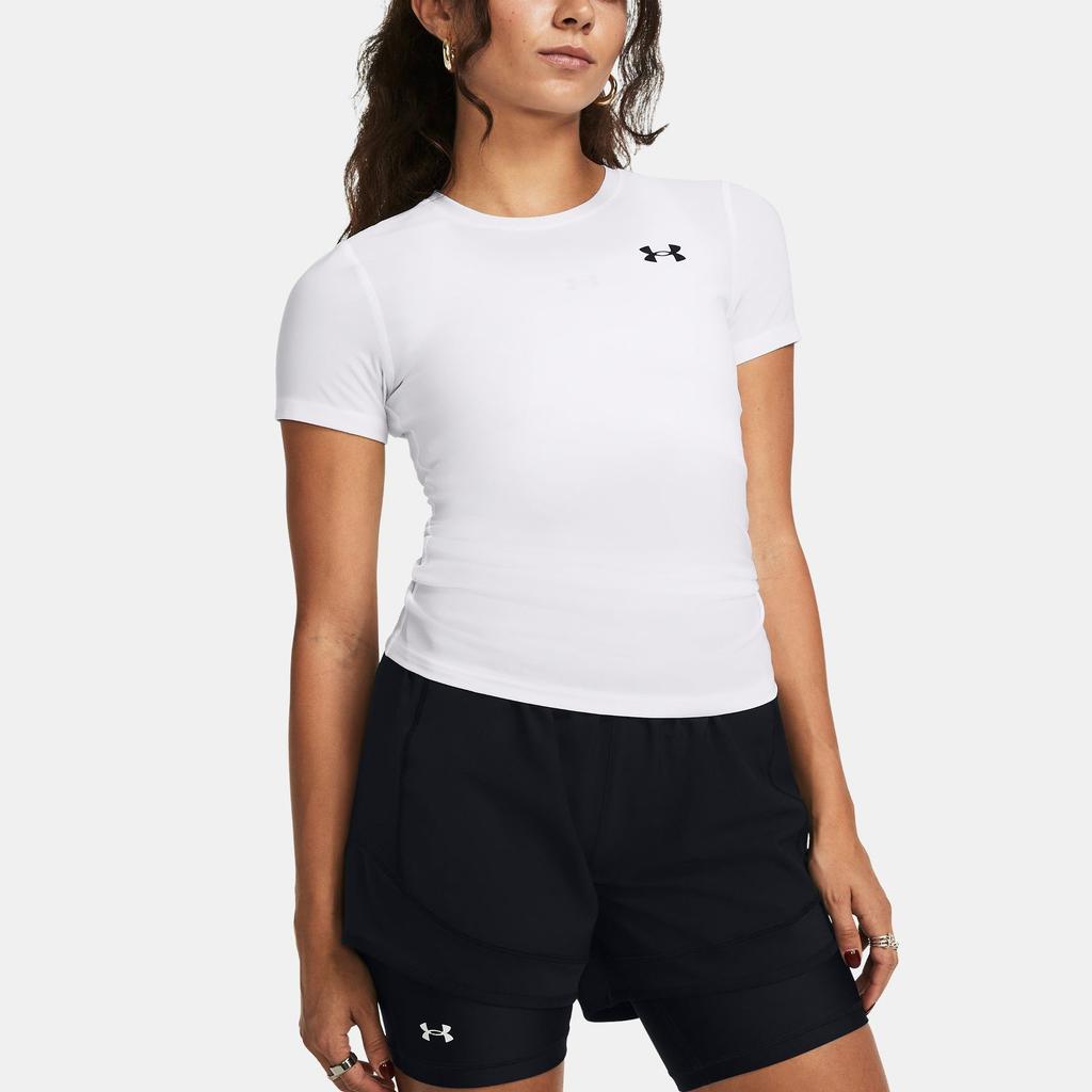 Under Armour Logo Print Round Neck Slim Fit Quick Dry Short Sleeve T-Shirt Women Tops White 1387562-100