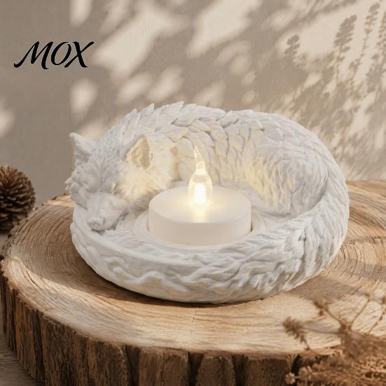 Animal Shaped Candle Holder Wolf Candlestick Holder, Matte 3D Print Stand, Rustic Tealight Candles Ornament for Home Fireplace And Tabletop Dark Style
