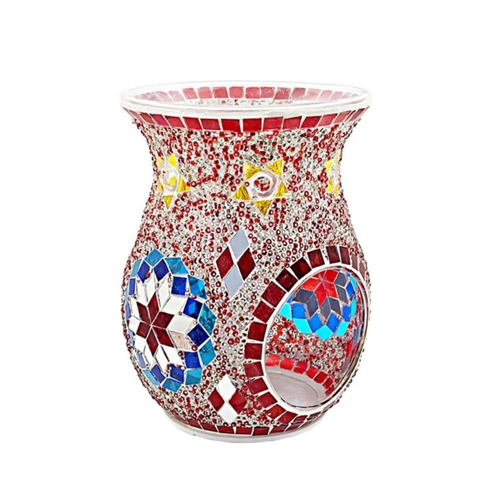Мозаичный Стеклянный Подсвечник-Аромалампа Прочный Цветной Аромадиффузор Классический Романтический Нагреватель Ароматов Рождественский Подарок