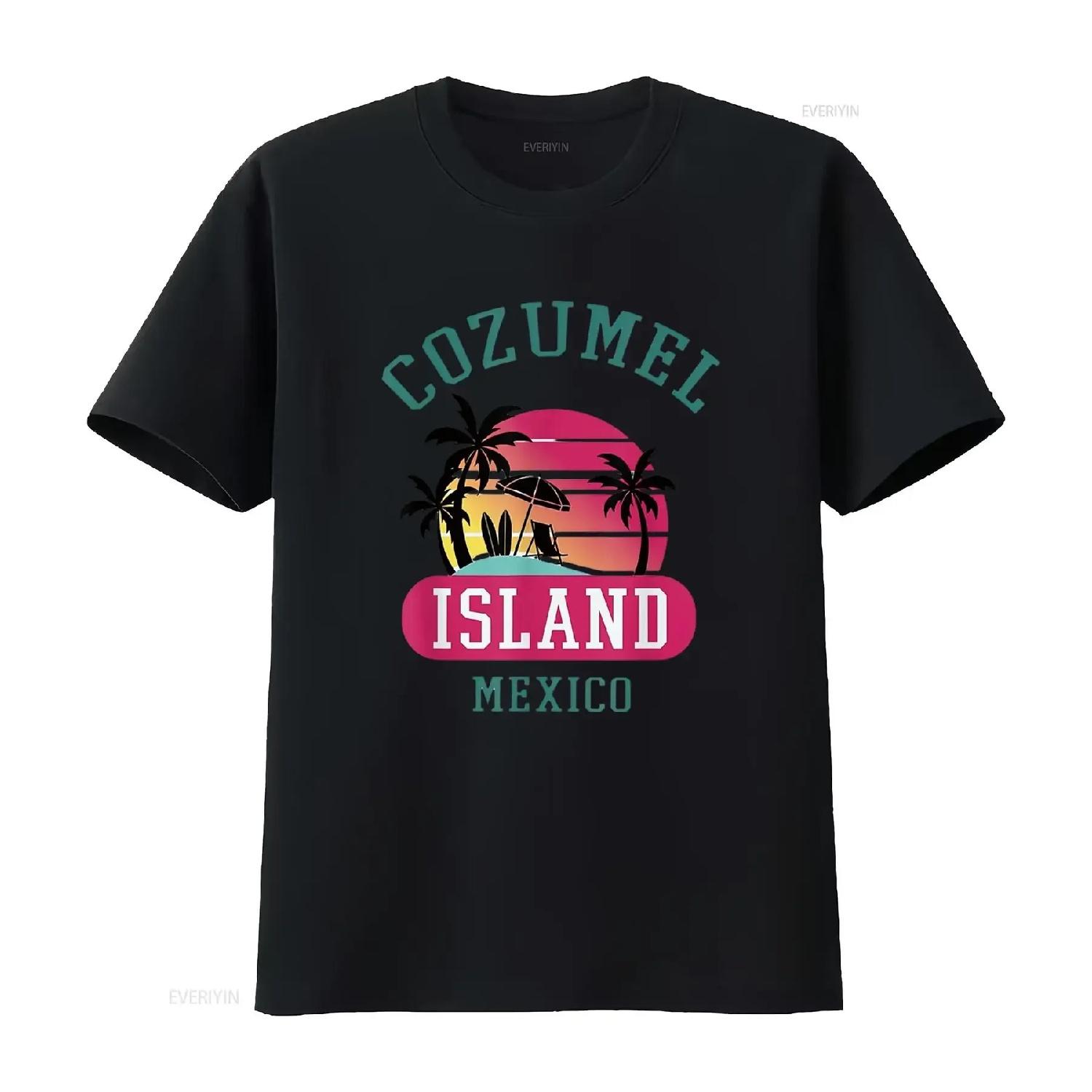 

Womens Retro Cool Cozumel Original Mexico Beaches Sunset Novelty T Shirt vintage Washed designer clothes fashion Breathable S чёрный