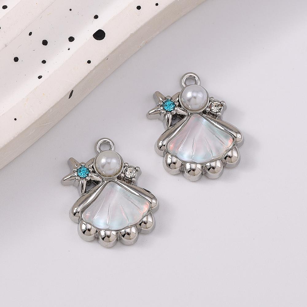 5pcs Cute Crystal Pearl Shell Pendants Charms for Necklace Earrings Bracelet DIY Handmade Jewelry Accessories Supplies