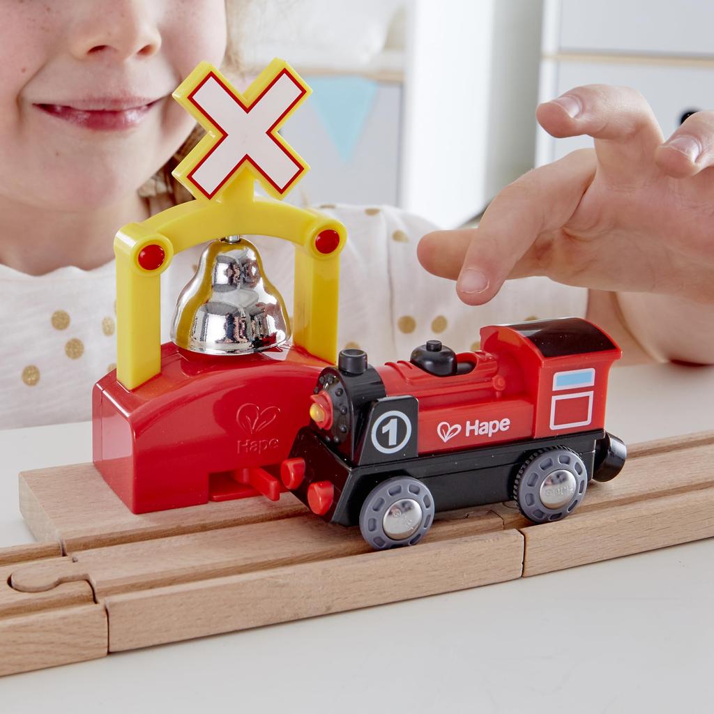 Hape Railroad Crossing Warning x x 9 for ages 3 and Pretend Play E3706 Device, 12.6 12.5 cm, Wooden, up, Toy,