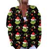 Women's Fashion Christmas Printed Long Sleeve Knitted Cardigan Button Down Jacket
