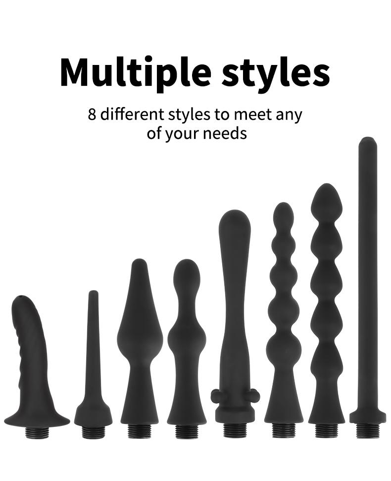 New Soft Silicone Enema Kit Multi Size Vaginal Anal Douche Heads  Professional Intimate Cleaning for Constipation Relief Adult Toy Insert Masturbator