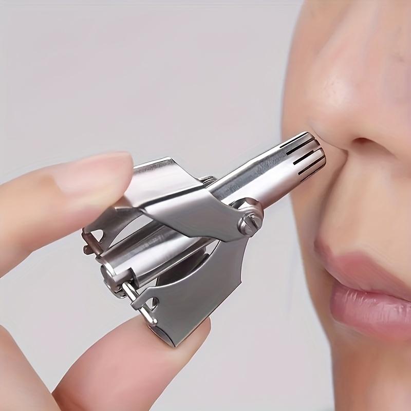 Stainless Steel Nose Hair Trimmer for Men & Women - Manual Hypoallergenic Ear & Nose Hair Cutter, No Battery Needed, Washable, Small Round Head Design