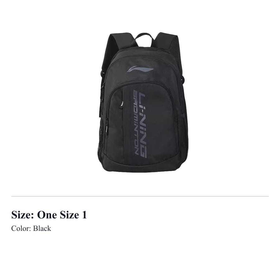 Li Ning Polyester Backpack Regular Unisex Black ABSS275-4