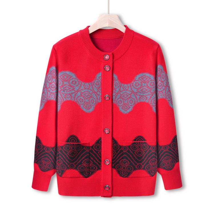 Elderly Autumn and Winter Large Size Sweater for Women Grandma Sweater Jacket Middle-aged and Elderly Mothers Wear High-quality Cardigan Sweater
