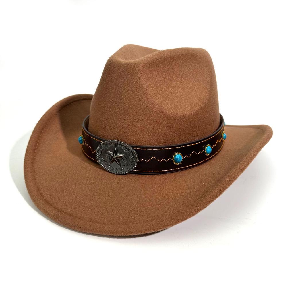 Western Cowboy Hat Autumn And Winter Male And Female Knight Hat European And American Style Big Edge Top Hat Jazz Hat