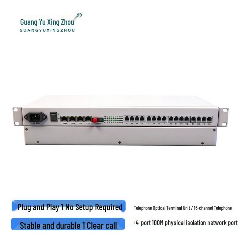 16-Channel Voice & 4-Port Ethernet Fiber Optic Multiplexer