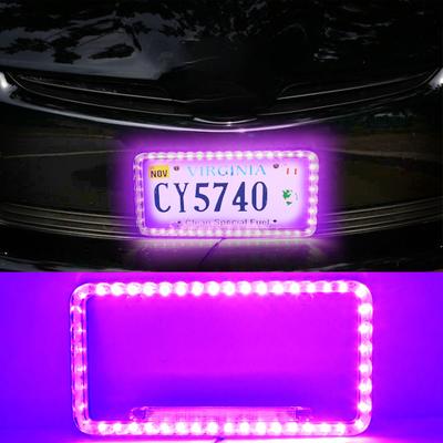 License Plate Frame Light 12V Multicolor LED Flash Lamp Front Rear License Frame Holder For Auto Truck Vehicles Car Accessories