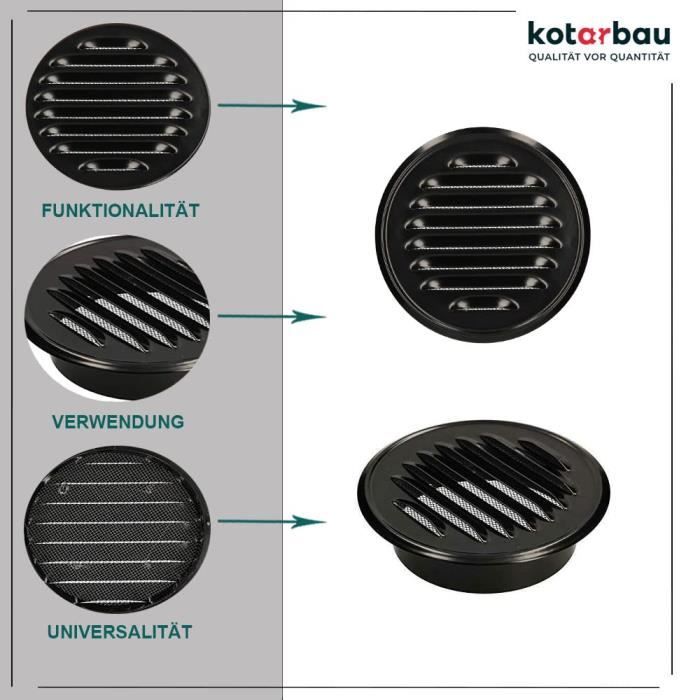 Ventilation Grille - KOTARBAU - 100 Mm - Stainless Steel - Black - Easy To Mount