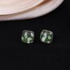 Colorful Square Print Ear Studs - Silver Needle Cute Earrings for Women, Autumn Winter High-End Sweet Luxury