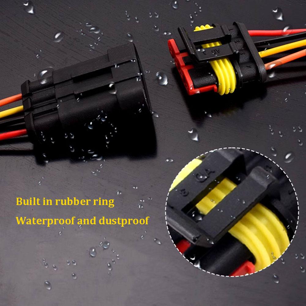 2/5/10 Sets HID 1/2/3/4/5/6 Pin Way Waterproof Electrical Wire Connector with 10CM 18AWG Wire for Car/Truck Harness Wiring