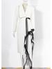 Women's Asymmetrical Pleated Ruffle Mesh Suit Jacket for Spring