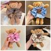 High Elasticity Plush Bear Scrunchies Cute Hair Rope Gift Plaid Ponytail Holder  Daily